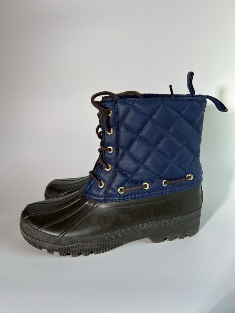 Sperry Duck Boots Womens 8 Blue Quilted Waterproof Lace Up Winter Rain - Picture 9 of 12